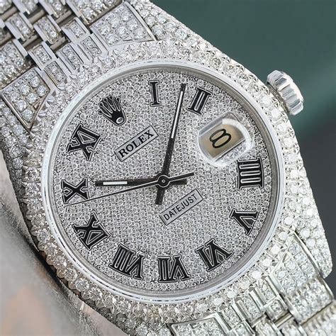 iced out Rolex datejust dial